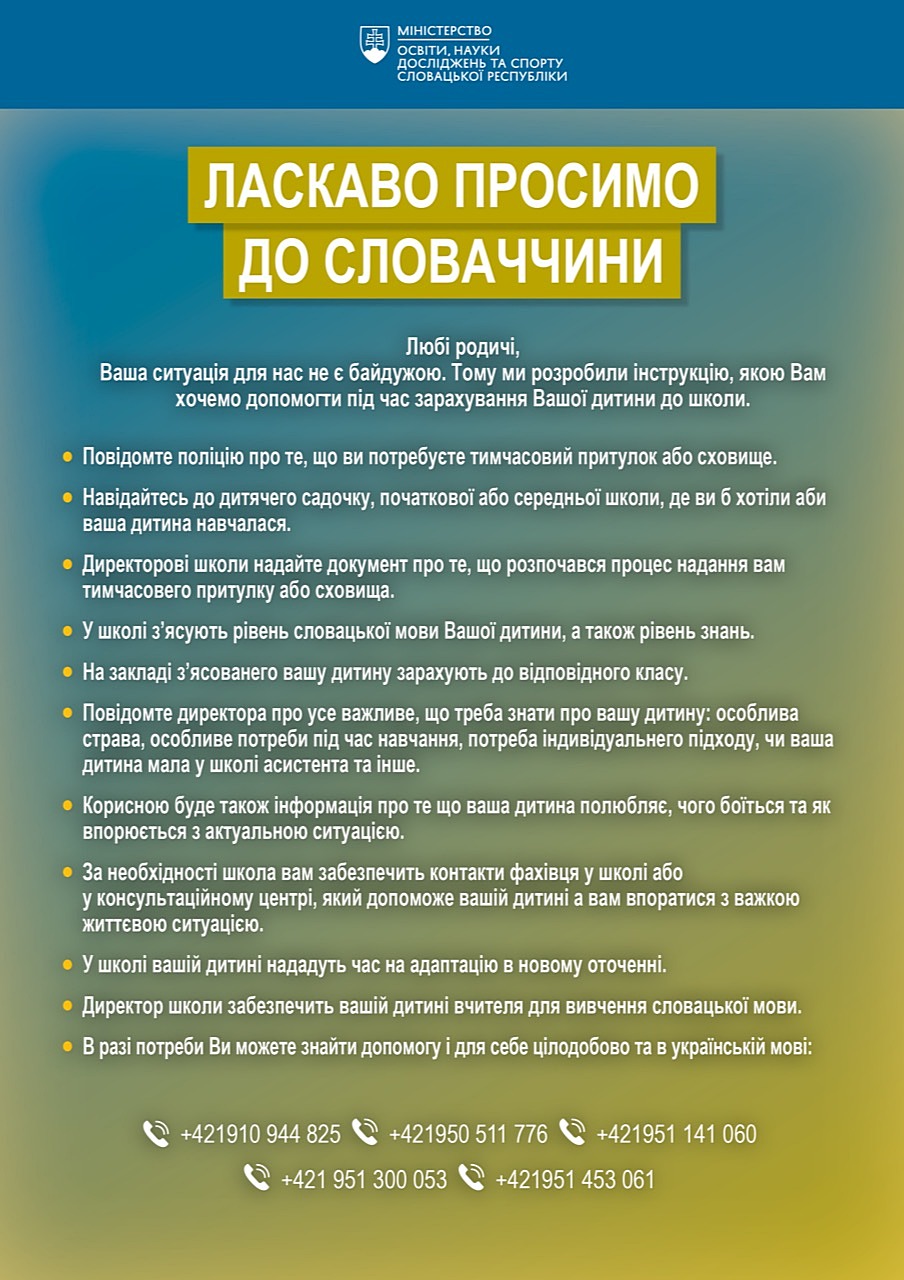 Vitajte na Slovensku - po ukrajinsky - otvorí sa v novom okne Vitajte na Slovensku - po ukrajinsky - otvorí sa v novom okne